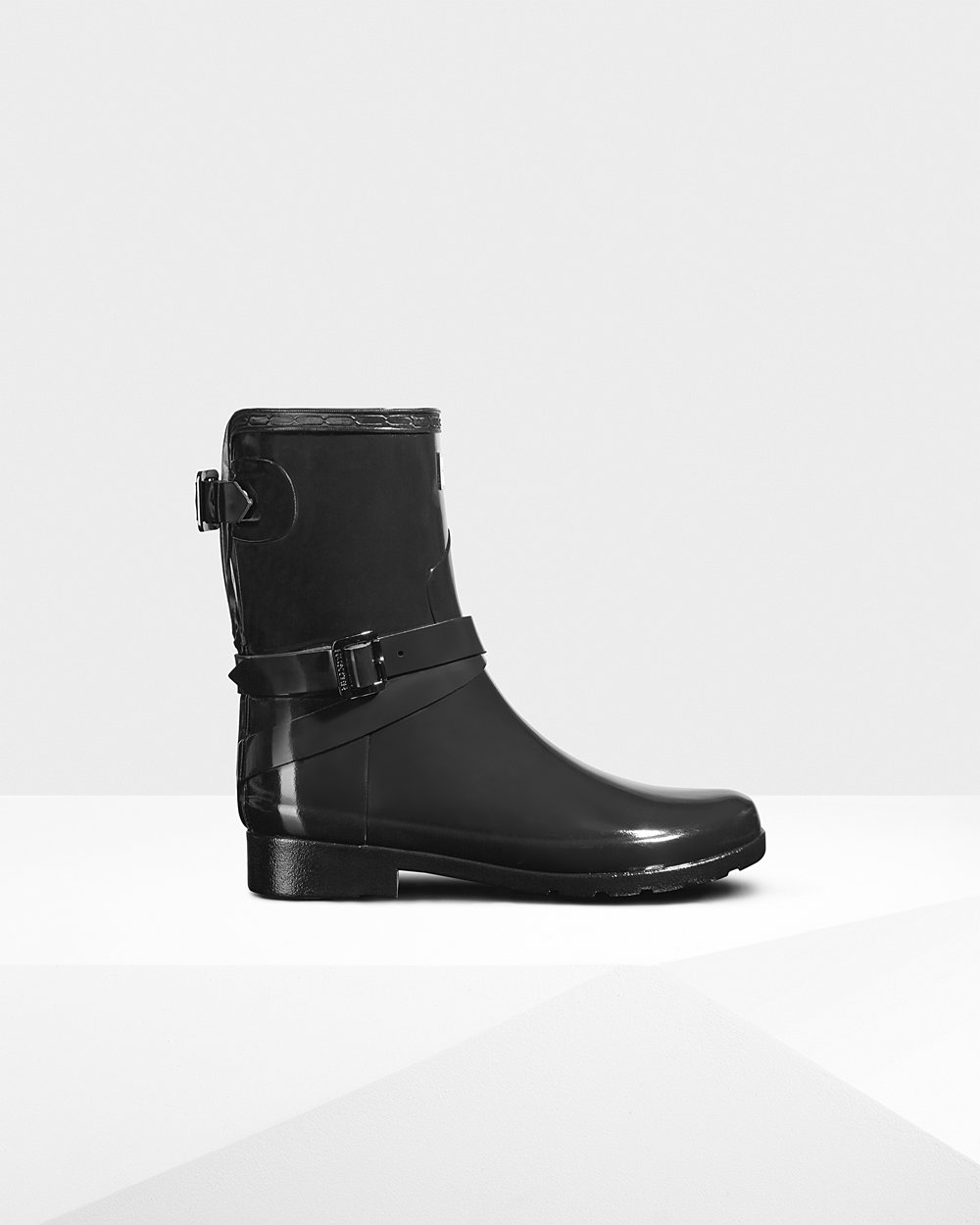 Hunter Mujer Refined Adjustable Gloss - Botas de Lluvia Negras - 460-NBFMVS